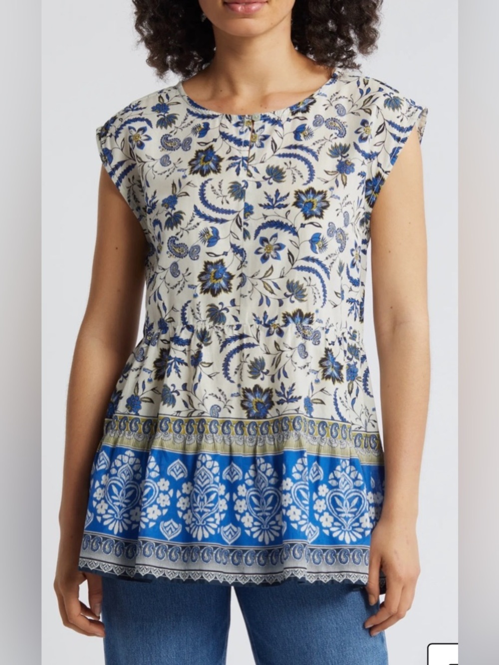 Nordstrom BeachLunchLounge Jessa Print Cotton Coastal Grandma Floral print Top